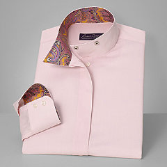pink riding shirt with paisley inside collar